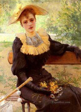  Woman Oil Painting - In The Garden woman Vittorio Matteo Corcos